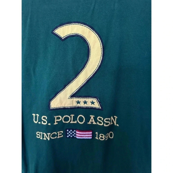 US Polo Assn Women's Green Short Sleeve Button Up Collared Polo Shirt Size Large - Picture 3 of 4